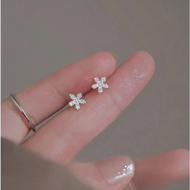 Women Zircon Flower Stud Earrings